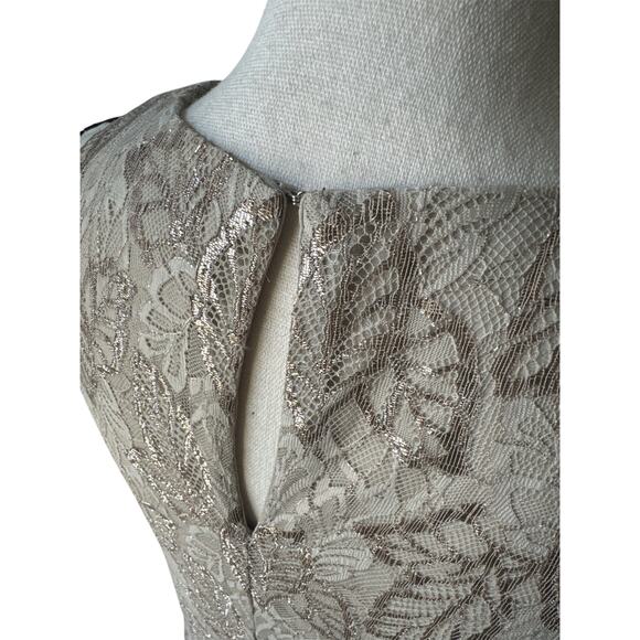 Ralph Lauren Dress Fully Lined Lace Sheath Sleeveless Women's 6 Gold Metallic - Picture 9 of 10